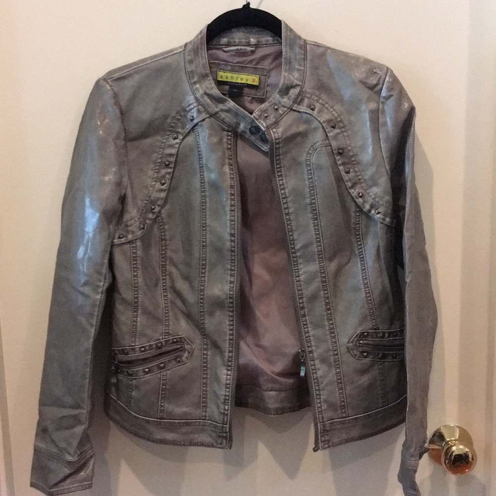Grey Faux leather jacket from Nordstrom!